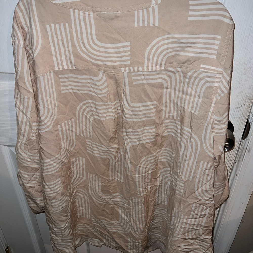 Beige Geometric Women's Blouse